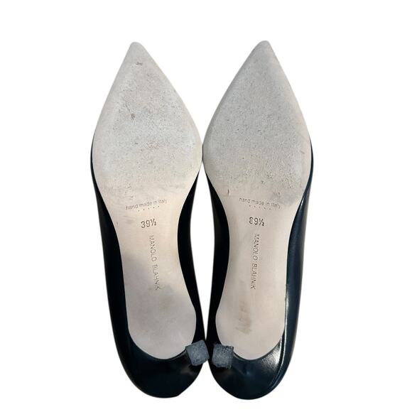 Manolo Blahnik BB Black Leather Pointed Toe High Heel Pump 39.5 - Picture 9 of 11